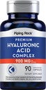 Piping Rock Hyaluronic Acid Capsules | 900mg | 90 Pills | Tillägg med MSM och Collagen | Premium Komplex för kvinnor och män | Non-GMO, Gluten Free