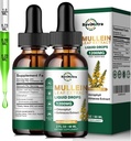 2 Pack Mullein Drops för Lungs, 1200mg Mullein Leaf Extract Liquid Drops med klorofyll för Lung Cleanse & Detox, Stöd för andning, Immune, Digestive System