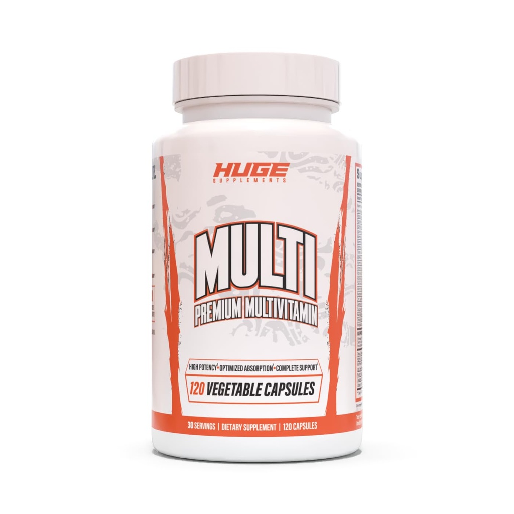 Huge Multi, Multivitamin for Men, High-Performance All-in-One Formula for Athletes & Bodybuilding, Vitamin & Mineral Replenishment, Supports Immune System & Healthy Hormone Levels (120 Capsules)