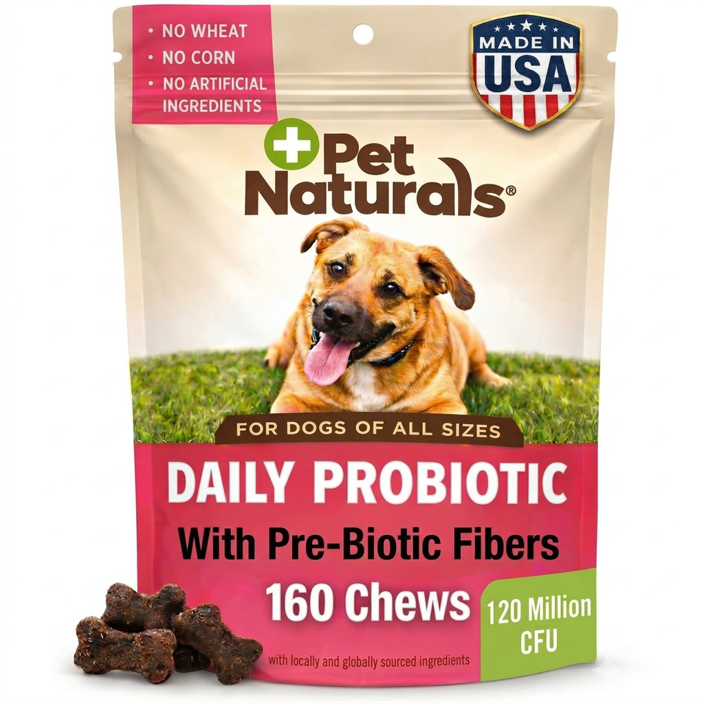 Pet Naturals Daily Probiotic for Dogs, Duck Flavor, 160 Chews - 120M CFUs Pre and Probiotics for Dogs Digestive Health, Gut Health, Immune Support, Diarrhea, Allergier och Itching