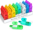 Zoksi Månatliga Pill Organizer 2 gånger om dagen, 30 dagars Pill Box Organizer Am Pm, Daglig Pill Case med 32 stora delar för varje dag, bärbar resepiller Container för vitaminer och medicin