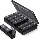 PULIV Pill Organizer 3 gånger om dagen i svart färg för integritetsskydd, portabel vecka Pill Box 7 Dag för resor, stor ljustät Pill Case för vitaminer, mediciner, kosttillskott och fiskoljor