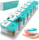 Extra stor Weekly Pill Organizer - XL Vitamin Holder med 7 Avtagbara AM PM-komponenter - Portable Medicine Dispenser för hem och resor, Big Supplement Container för veckovis eller daglig användning, Mint