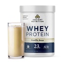Ancient Nutrition Grass Fed Whey Protein, Vanilla Bean, 23g Protein, 20 portioner, Hydrolyzed Collagen Peptides, Organic Regenerative A2/A2 Milk Protein