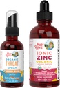 MaryRuth Organics Throat Spray (Vanilla) & Zink Drops (Strawberry Lemon) | USDA Organic, Clean Label Project Verified® | Vitaminer för Throat Relief, Immunity & Overall Health | Vegan, Non-GMO