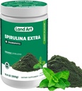 Land Art Organic Spirulina Extra Pulver - Mint smaksatt - 100% ren - 75 portioner - Superfood - Bra smak och bra lukt - 10% Bioaktiv klorofyll - Kraftfull källa av antioxidanter
