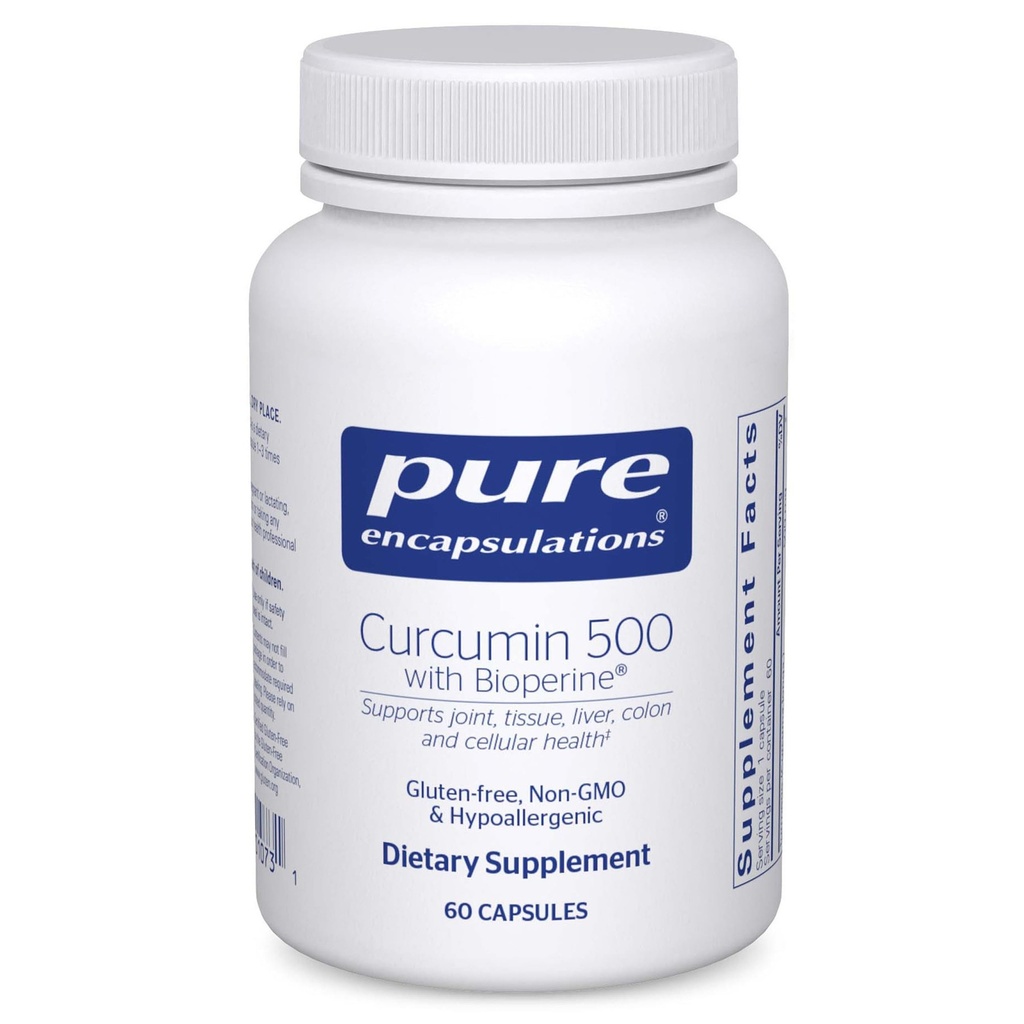 Pure Encapsulations Curcumin 500 med Bioperine - Antioxidant Supplement för att stödja gemensamma, Tissue, Liver, Colon & Cellular Health * - med gurkmeja Curcumin & Bioperine - 60 kapslar
