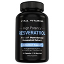 Vital Vitamins Resveratrol Supplement - Antioxidant Support, cellulär livslängd, kognitiv funktion - 60 kapslar