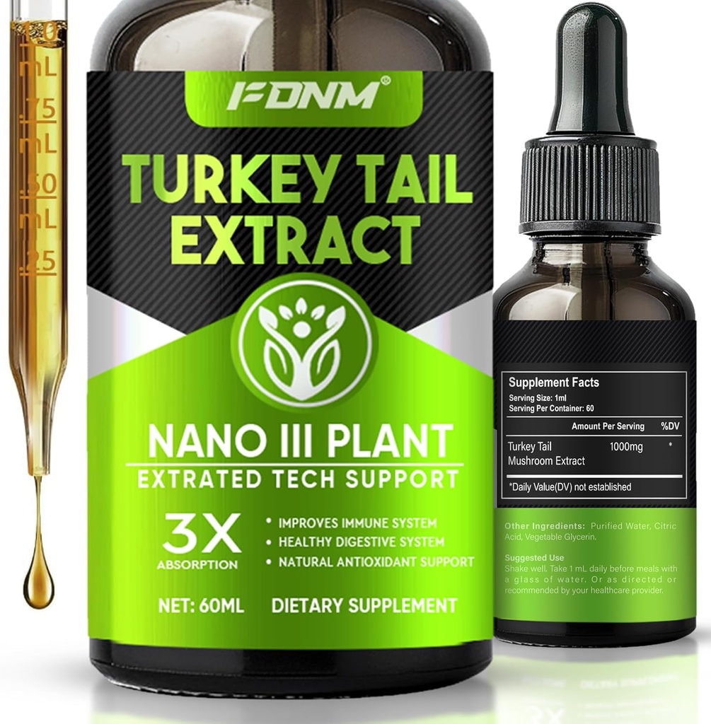 Turkiet Tail Mushroom Extract - 2 Fl Oz Mushrooms Turkiet Tail Supplement, Organic Immune & Digestive Support Supplement, Fast-Absorbing Liquid Tincture