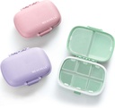 MEACOLIA 3 Pack 8 Compartments Travel Pill Organizer, Daily Pill Case Small Pill Box för Pocket Purse, Portable Pill Container Medicine Vitamin Organizer (Purple, Green, Pink)