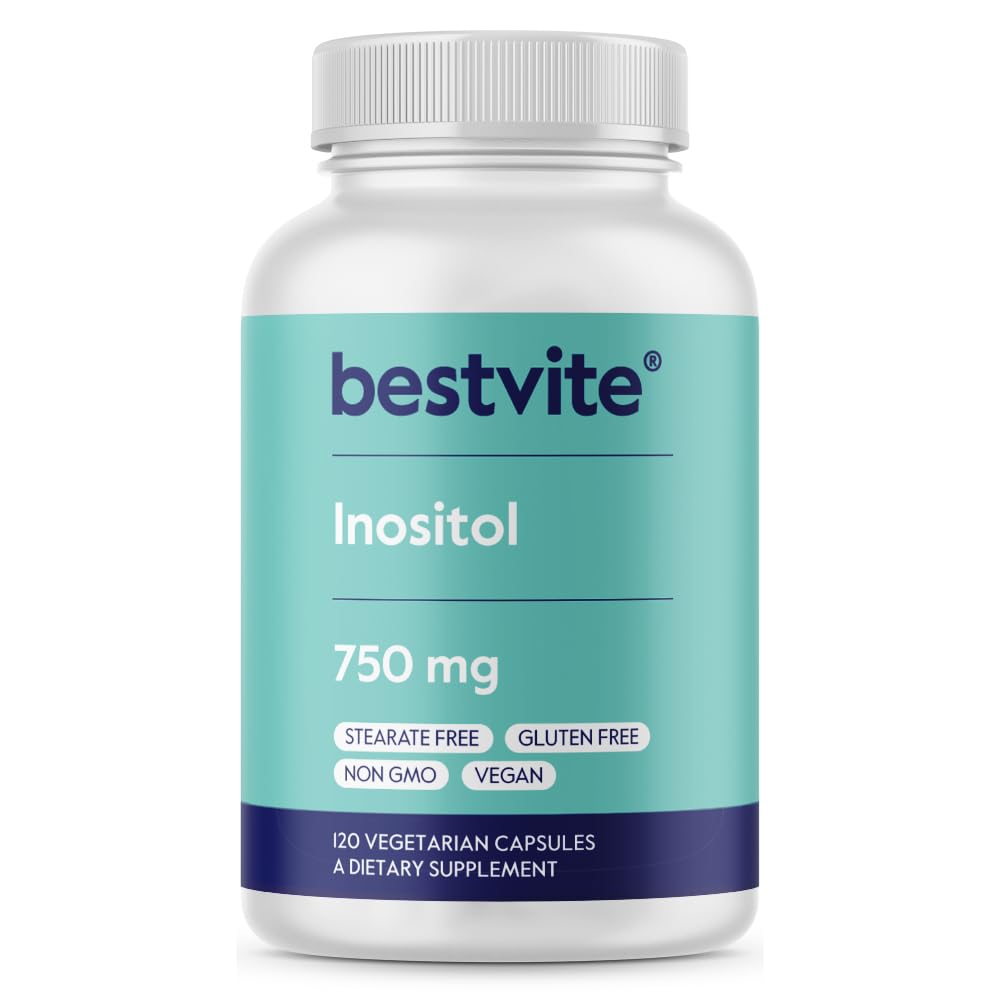 BESTVITE Inositol 750 mg som Myo Inositol (120 vegetariska kapslar) - No Stearates - Vegan - Non GMO - Gluten Free
