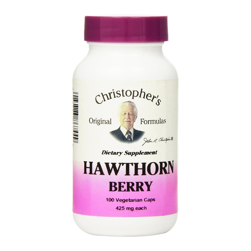 Christophers ursprungliga formler Hawthorn Berry Capsules, Herbal Supplement för hjärt- och hjärt-kärl Wellness, 100 kapslar
