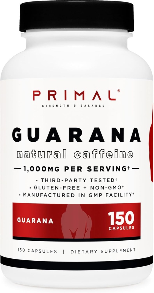 Primal Guarana (1000 MG Per Servering) (150 kapslar) - 200 MG naturkoffein