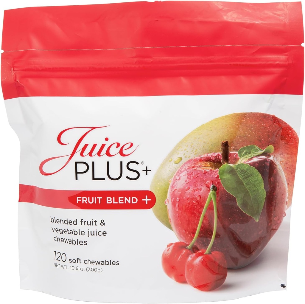 Juice Plus + Fruit Blend Soft Chews (Chewables) - Öka din näring med 11 frukter och växtingredienser - Vegan Gummy för barn och vuxna - Vitaminer, Whole Food Nutrition - 1 påse (1-Mo, 30 Chews)