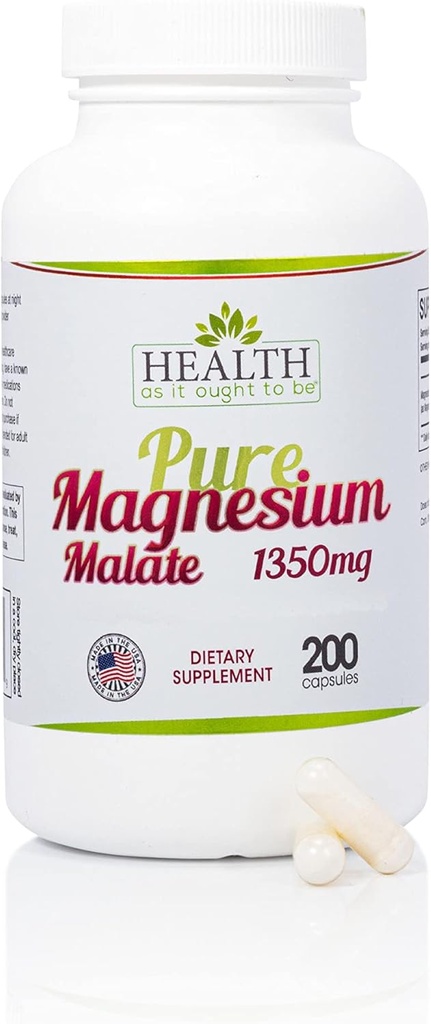 Hälsa som det borde vara rent magnesium Malate 1350 mg tillskott | Läkare formulerad och mycket absorberbar | 200 kapslar
