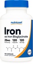 Nutricost Iron Bisglycinate Supplement (25 mg) 120 kapslar - från Ferrous Bisglycinate Chelate - Non-GMO & Gluten-Free