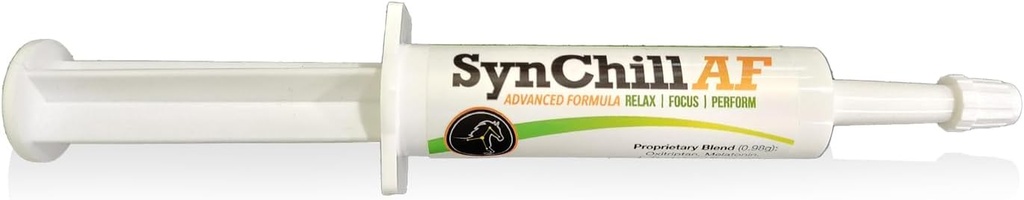SynChill AF Calming Gel för nervösa hästar - Ensam servering - Avancerad formel med L-Theanin, ökad styrka, 100% naturligt komplement, disposition och förtroende stöd för hästar