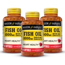 MASON NATURAL Omega,3 Fish Oil, 180,Day Supply, 1000mg med EPA och DHA för gemensamt stöd, 60 Softgel Pills (3 Pack)