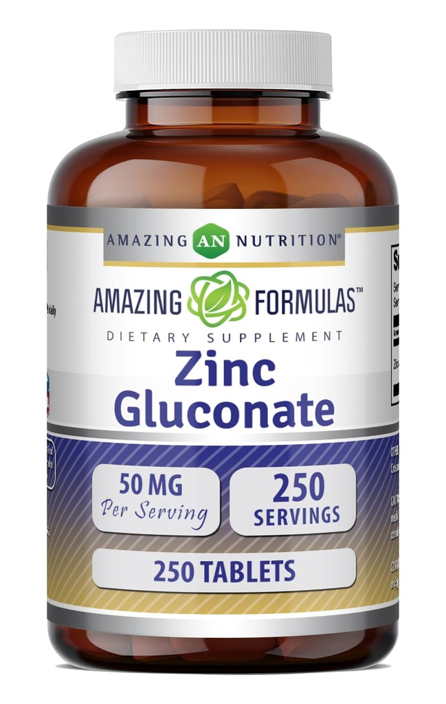Fantastiska formler Zink Gluconate 50 Mg Supplement | Tabletter | Icke-GMO | Glutenfri | Made in USA (1 Pack | 250 greve)