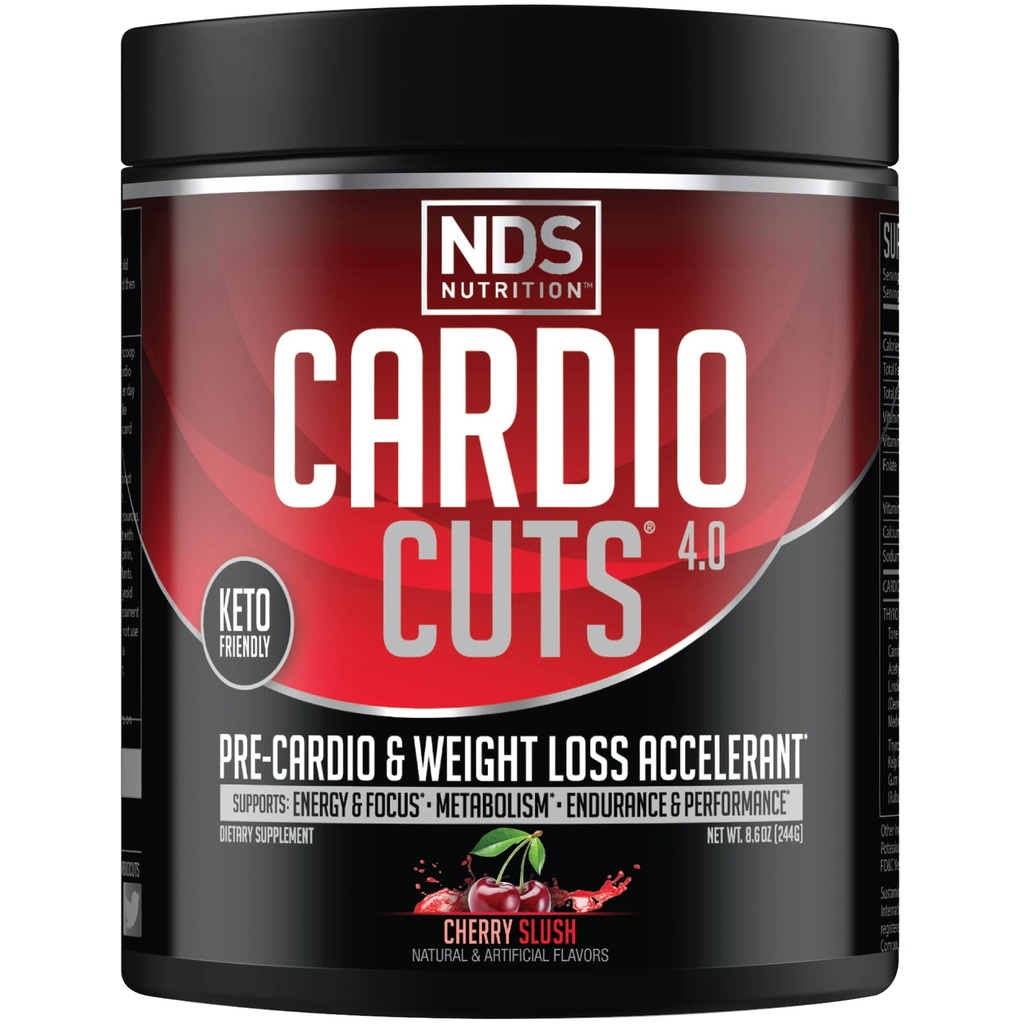 NDS Nutrition 4.0 Pre Workout Supplement - Avancerad viktminskning och Pre Cardio Formel med L-Carnitine, CLA, MCTs, L-Glutamin och Safflower Oil - Cherry Slush (40 portioner)