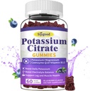 Kaliumcitrat Gummies - Kaliumtillskott för muskelhälsa, Leg Cramp Relief & Electrolyte Balance, Vegan, Non-GMO, Gluten-Free, Blueberry Flavor, 60 Count