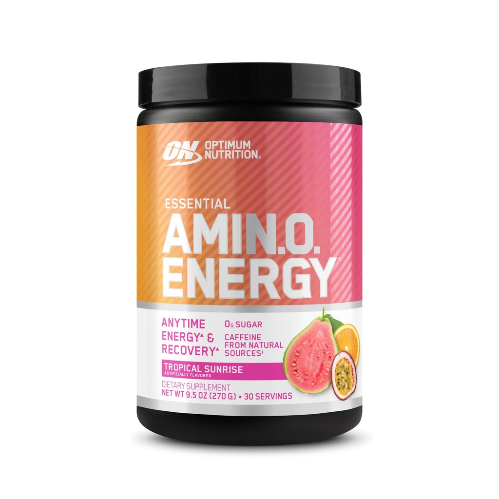 Optimum Nutrition New Flavor Amino Energy - Pre Workout med grönt te, BCAA, Aminosyror, Keto Friendly, Green Coffee Extract, Energy Powder - Tropical Sunrise, 30 portioner (Packaging May Vary)