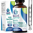 Irländska Sea Moss Drops - Citrus Berry Flavor - 92 + Essential Minerals & Vitaminer - Energy, Skin, Gut, Recovery - Bladderwrack och Burdock Root - 2 fl. oz