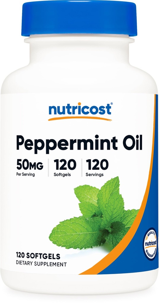 Nutricost Peppermint Oil Softgels (120 SFG) (50 MG) - Gluten Free, Tredje Part Testad och GMO Free