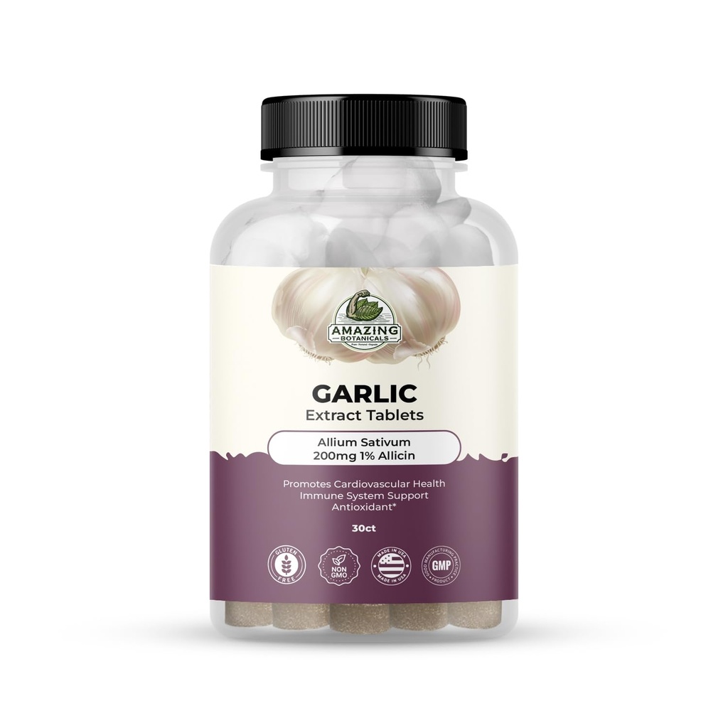 Fantastiska botaniska vitlök extrakt tabletter - Allium Sativum 200mg, 1% Allicin - Hög Potens Herbal Supplement för Wellness och Vitalitet - 30 greve