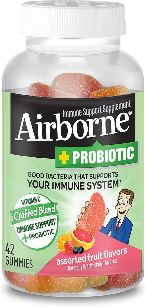 Airborne Plus Probiotic Gummies, 42 räkning - 1000 mg Vitamin C - Immune Support Supplement