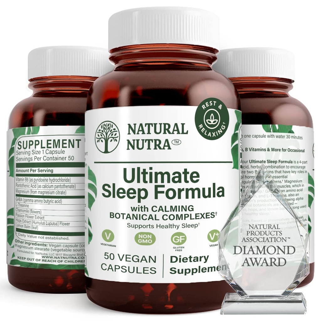 Natural Nutra Ultimate Sleep Formula, kamomill för att stödja avkoppling och minska nattlig ångest, hjälpa dig att somna snabbare, 50 kapslar
