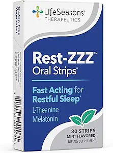 Rest-ZZZ Oral Strips - Kraftfull Sleep Support Supplement - Fall Asleep & Stay Asleep - Calms Nervous System - Naturligt enkelt spänning och rastlöshet - Low Dose Melatonin GABA & Chamomile - 30 portioner