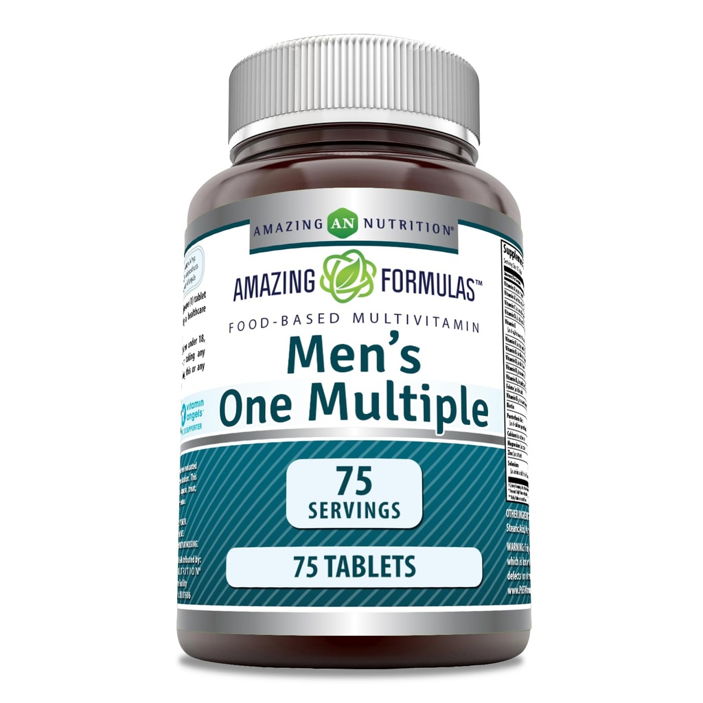Fantastiska formler Mäns Multivitamin | Mat Baserat | Tabletter Supplement | Perfekt Blend av vitaminer, mineraler, 25 miljoner CFU probiotika och livsmedelsbaserade enzymer (1 Pack, 75 Count)