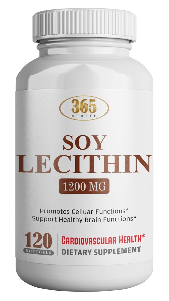 HEALTH LFE Lecithin 1200mg, High Potency, 120 Softgels, Natural Combination of Essential Fatty Acids för att stödja hjärna och nervfunktion - Lecithin Food Grade, 1200mg per servering, kosttillskott