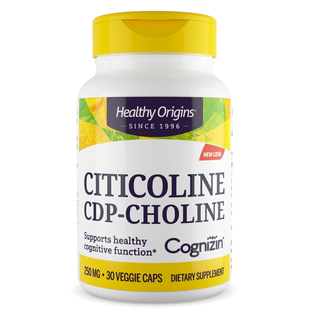 Healthy Origins Cognizin (Citicoline), 250 mg - Brain Supplement för minne med Citicoline CDP Choline - Non-GMO, Vegan & Gluten-Free Supplement - 30 Veggie Capsules