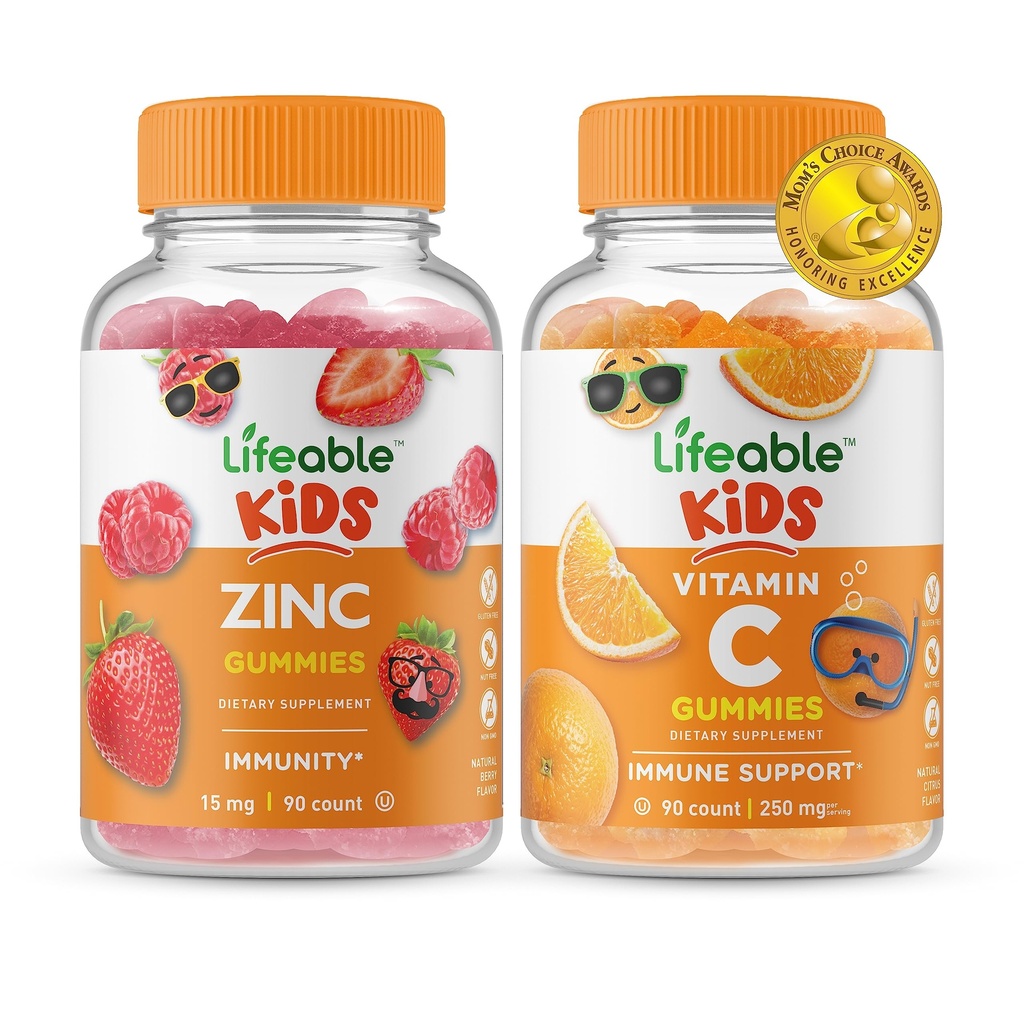 Livliga Zink Kids + Vitamin C Kids, Gummies Bundle - Great Tasting, Vitamin Supplement, Gluten Free, GMO Free, Chewable Gummy