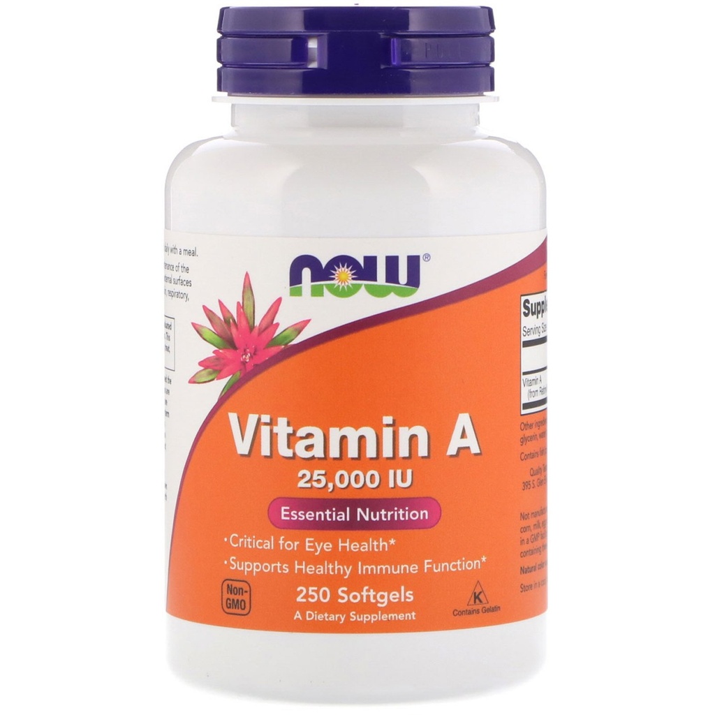 Nu livsmedel vitamin A, 25000 IE från fiskleverolja, 250 Softgels (Pack of 2)