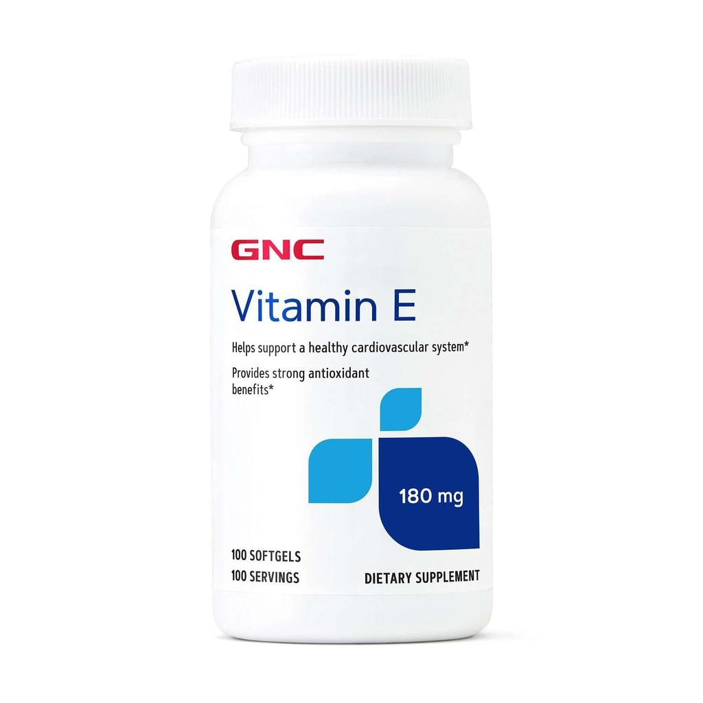GNC Vitamin E 200mg Supplement, stöder ett hälsosamt kardiovaskulärt system, 100 portioner