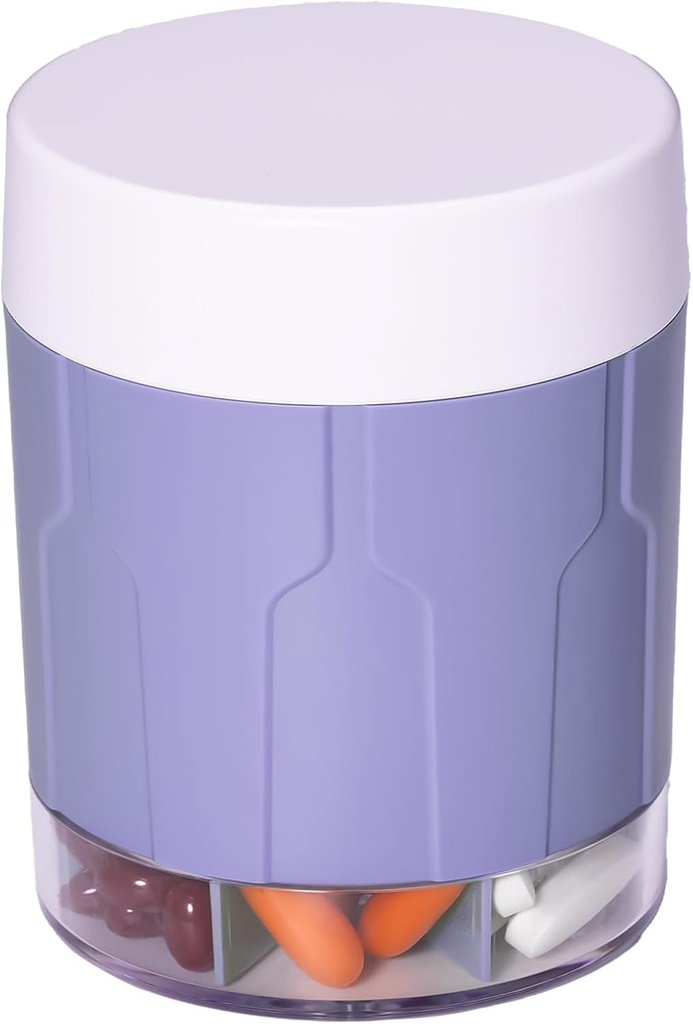Betife Extra Large Supplement Organizer, Weekly Pill Organizer Bottle, Daily Pill Dispenser med 7 stora delar, Organizer att hålla 7 dagars Vitamin Medication, 21 etiketter och en rengöringsborste (Purple)