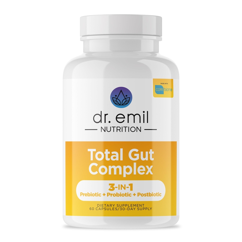 EMIL NUTRITION Women & Men Total Gut Health Complex | Prebiotic + Probiotic + Postbiotic Gut Health Supplements | Probiotika Digestive Health & Gut Health | 60 kapslar