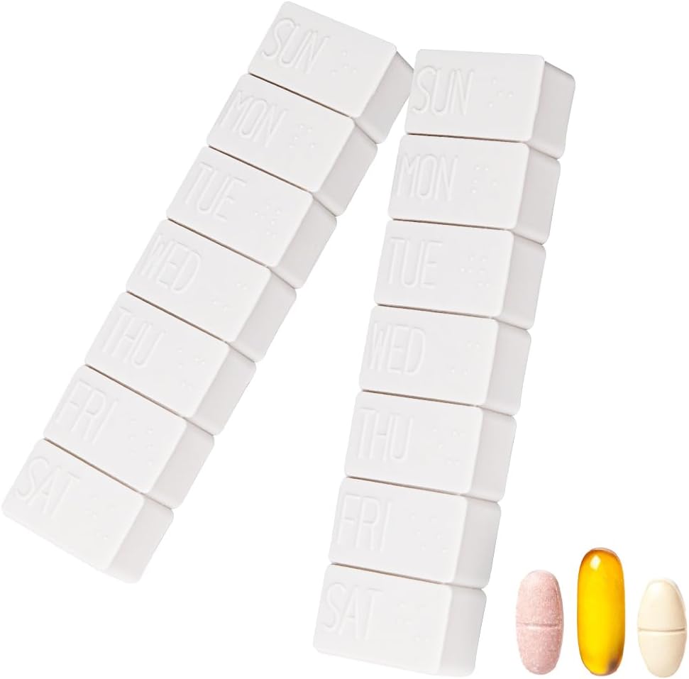 2Pack Weekly Pill Organizer,Extra Large 7 Days Pill Cases Travel Daily Pill Box för fiskolja, Calcium Tablets Supplements och andra vitaminpiller