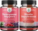 Bundle of Herbal Menopause Supplement för kvinnor och 10000 mcg Rena Biotin piller för kvinnor och män - Perfekt för östrogenbalans - Sluta håravfall tunn naturligt tillskott