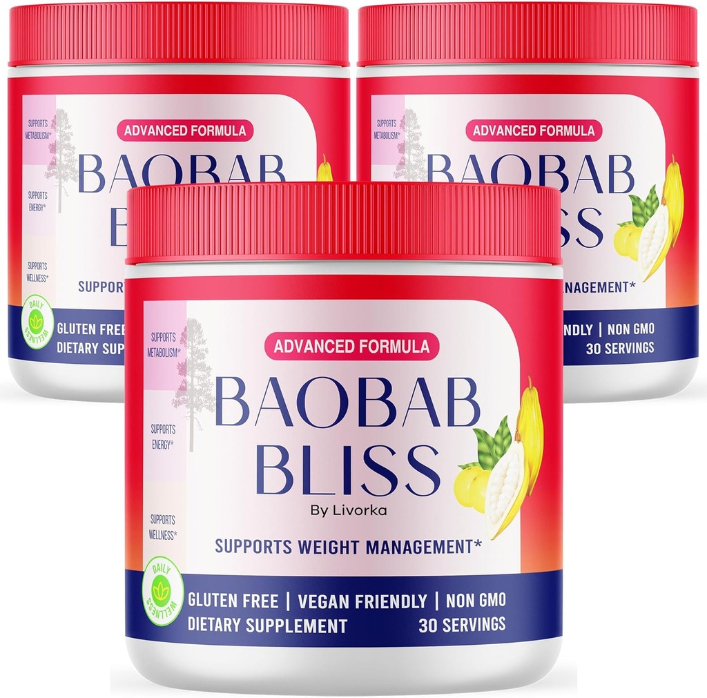 (3 Pack) Baobab Bliss Powder, Baobab Bliss Organic Powder, Baobab Bliss Powder All Natural Fiber Supplement, Baobab Bliss Fruit Powder, Baobab Bliss Powder Organic Review, 90 portioner för 3 månader