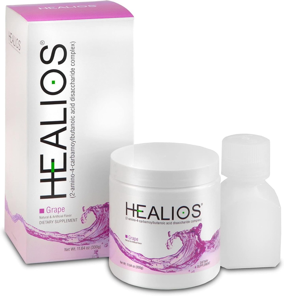 Healios Grape smak Oral hälsa och kosttillskott, pulverform, naturligt källad L-Glutamin Trehalose L-arginin, 11.64 Ounces