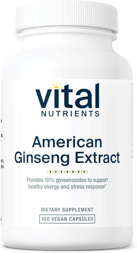 Vital Nutrients - American Ginseng - Energistöd - Mental och fysisk uthållighet - 100 vegetariska kapslar per flaska - 250 mg