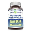 Fantastiska formler Glukosamin Chondroitin MSM 1850 mg Per Servering Capsules Supplement | Icke-GMO | Glutenfri | Tillverkad i USA (120 greve)