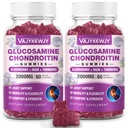 2 Packs 2000mg Glukosamin Chondroitin Gummies, Extra Strength Glucosamine med Chondroitin MSM & Turmeric, Joint Support Supplement, Antioxidant Immune Support - 120 Gummies