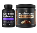 NutraChamps Liver Detox & Mushroom Powder - Kognition, Detox & Immunity Bundle