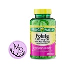 Generisk Spring Valley Folate 1,333 mcg DFE, Folic Acid 800 mcg, 400 tabletter - Dietary Supplement, Women's Health Boost, Metabolism & Heart Support - Bundle med + Sticker Dri Store
