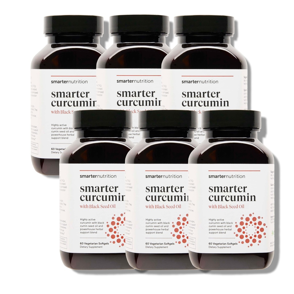 Smartare Nutrition Curcumin Softgels - Vegan High Absorption 400 mg Curcumin Supplement Standardiserat till 95% Tetrahydrocurcuminoids + Black Seed Oil & Ginger för Joint & Immune Health - 360 Ct